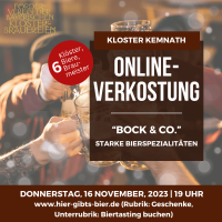 Online Biertasting bayrische Klosterbrauereien